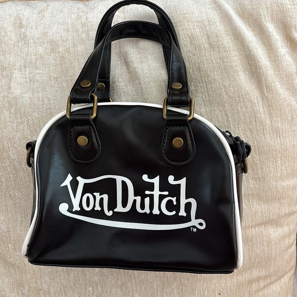 Von Dutch Handbags - Vintage Y2K Von Dutch Black and White Mini Bowler Bag